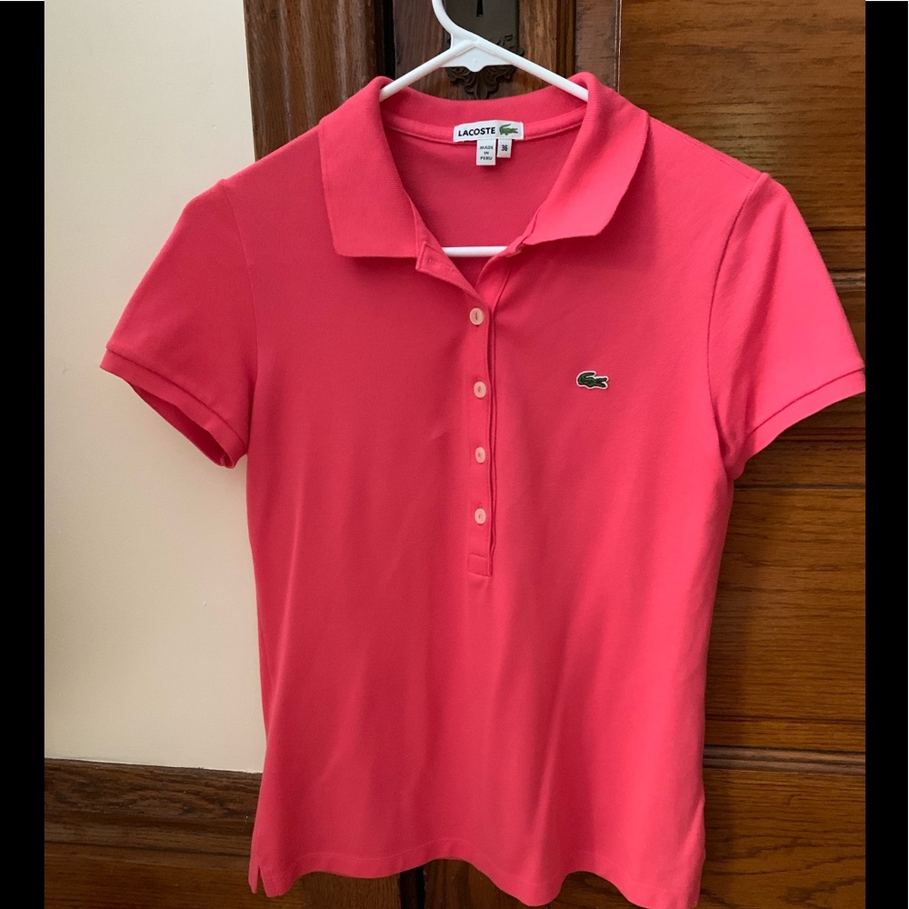 LACOSTE Womens Polo - size 36 Pink